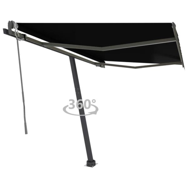 Copertină autonomă retractabilă automat, antracit, 300×250 cm