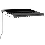 Copertină autonomă retractabilă automat, antracit, 300×250 cm
