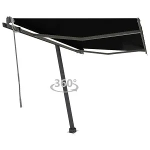 Copertină autonomă retractabilă automat, antracit, 350×250 cm