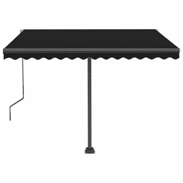 Copertină autonomă retractabilă automat, antracit, 350×250 cm