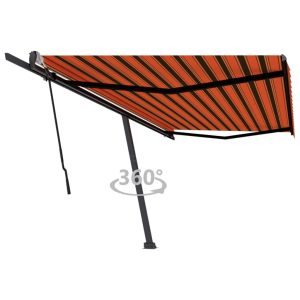Copertină autonomă retractabilă manual, oranj/maro, 500×300 cm