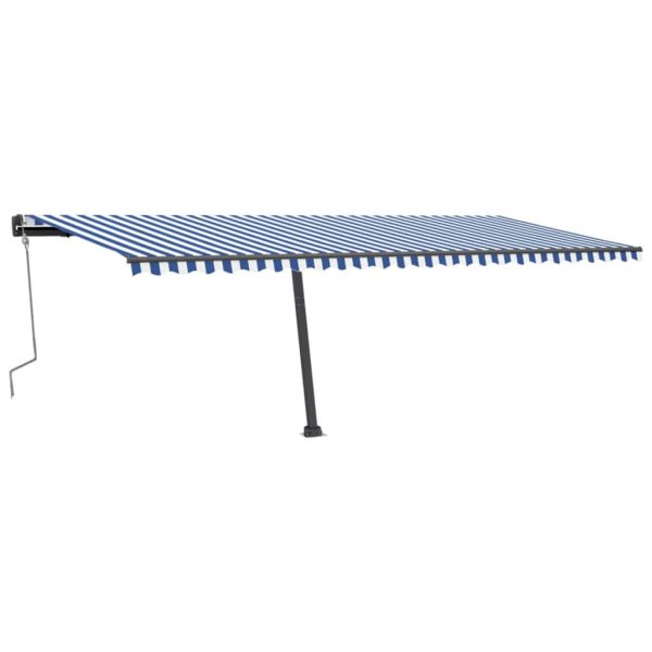 Copertină autonomă retractabilă manual albastru/alb 600×300 cm