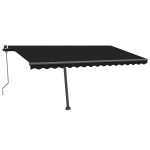 Copertină autonomă retractabilă automat, antracit, 450×350 cm