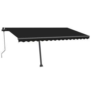 Copertină autonomă retractabilă automat, antracit, 450×350 cm