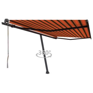 Copertină autonomă retractabilă automat oranj/maro 450×350 cm