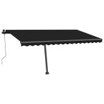 Copertină automată cu LED & senzor vânt, antracit, 450×350 cm