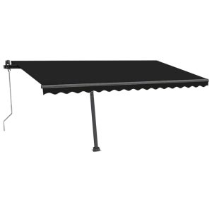 Copertină automată cu LED & senzor vânt, antracit, 450×350 cm