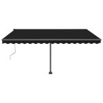 Copertină automată cu LED & senzor vânt, antracit, 450×350 cm