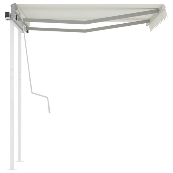 Copertină retractabilă manual cu stâlpi, crem, 3,5×2,5 m
