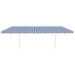 Copertină automată cu senzor vânt & LED, albastru & alb, 6×3 m