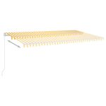 Copertină automată cu senzor vânt & LED, galben&alb, 6×3 m