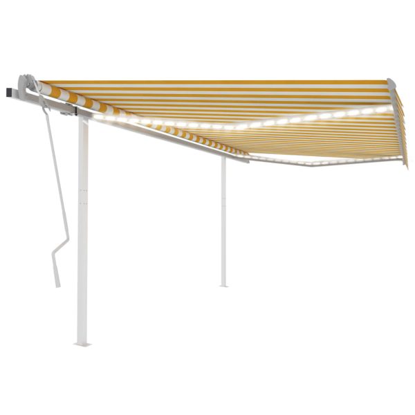 Copertină retractabilă manual, cu LED galben și alb, 4,5×3,5 m