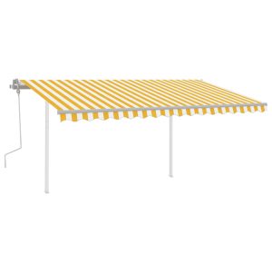 Copertină retractabilă manual, cu LED galben și alb, 4,5×3,5 m
