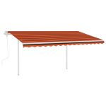 Copertină retractabilă manual LED portocaliu/maro,4,5×3,5 m