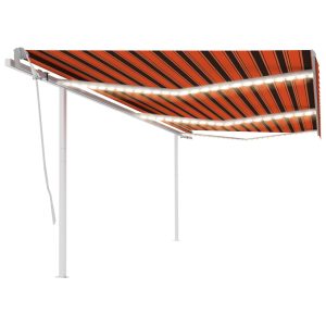Copertină retractabilă manual LED portocaliu și maro