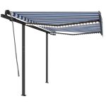 Copertină automată cu senzor vânt & LED albastru/alb 3,5×2,5 m