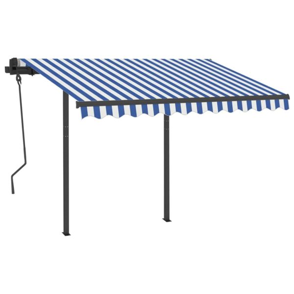 Copertină automată cu senzor vânt & LED albastru/alb 3,5×2,5 m
