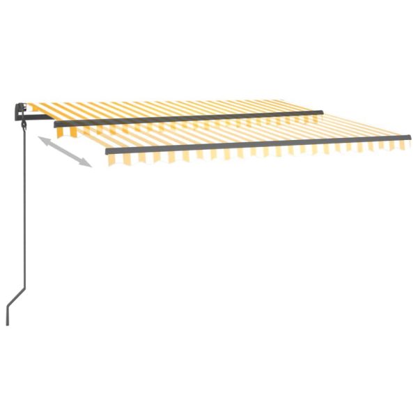 Copertină automată cu senzor vânt & LED, galben & alb, 4,5×3 m