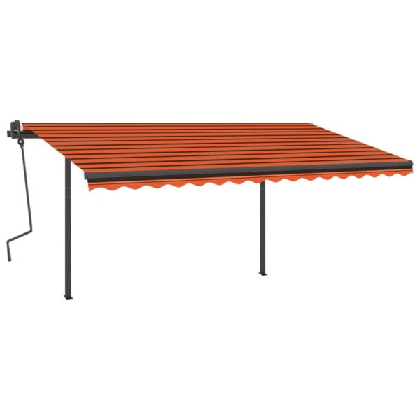Copertină retractabilă manual, LED, portocaliu/maro, 4×3,5 cm