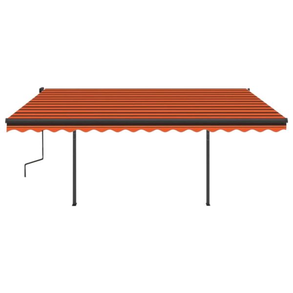 Copertină retractabilă manual, LED, portocaliu/maro, 4×3,5 cm