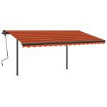 Copertină retractabilă automat stâlpi portocaliu&maro 4,5×3,5 m