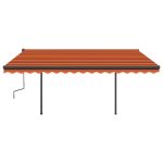 Copertină retractabilă automat stâlpi portocaliu&maro 4,5×3,5 m