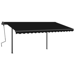Copertină automată, senzor vânt & LED, antracit, 4,5×3,5 m