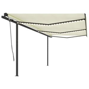 Copertină automată cu senzor vânt&LED, crem, 6×3,5 m