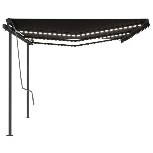 Copertină automată cu senzor vânt&LED, antracit, 6×3,5 m