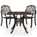 Set mobilier bistro, 3 piese, bronz, aluminiu turnat