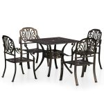 Set mobilier bistro, 5 piese, bronz, aluminiu turnat