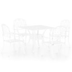 Set mobilier bistro, 5 piese, alb, aluminiu turnat