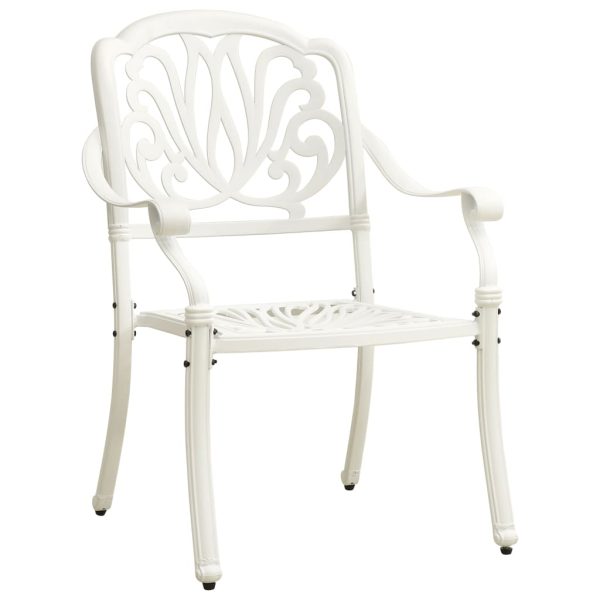 Set mobilier bistro, 5 piese, alb, aluminiu turnat