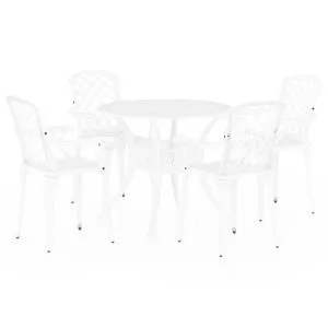Set mobilier bistro, 5 piese, alb, aluminiu turnat