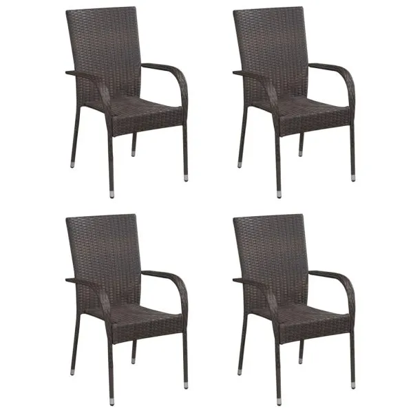 Set mobilier de grădină, 5 piese, maro, poliratan