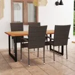 Set mobilier de grădină, 5 piese, maro, poliratan