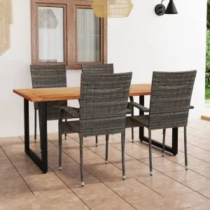 Set mobilier de grădină, 5 piese, gri, poliratan