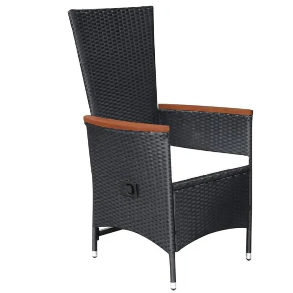 Set mobilier de grădină cu perne, 5 piese, negru, poliratan