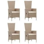 Set mobilier de grădină cu perne, 5 piese, bej, poliratan