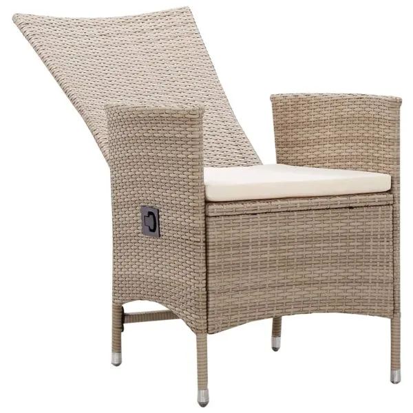 Set mobilier de grădină cu perne, 5 piese, bej, poliratan