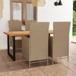 Set mobilier de grădină cu perne, 5 piese, bej, poliratan