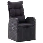 Set mobilier de grădină cu perne, 5 piese, negru, poliratan