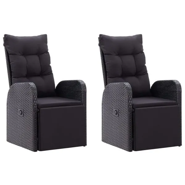 Set de masă pentru grădină cu perne, 5 piese, negru, poliratan