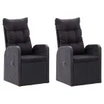 Set de masă pentru grădină cu perne, 5 piese, negru, poliratan