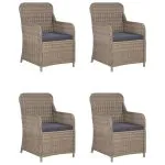 Set mobilier de grădină cu perne, 5 piese, maro, poliratan