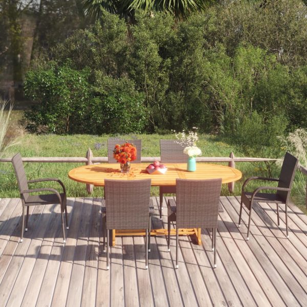 Set mobilier de grădină, 7 piese, maro, poliratan
