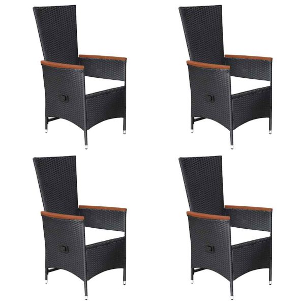 Set mobilier de grădină, 7 piese, negru, poliratan