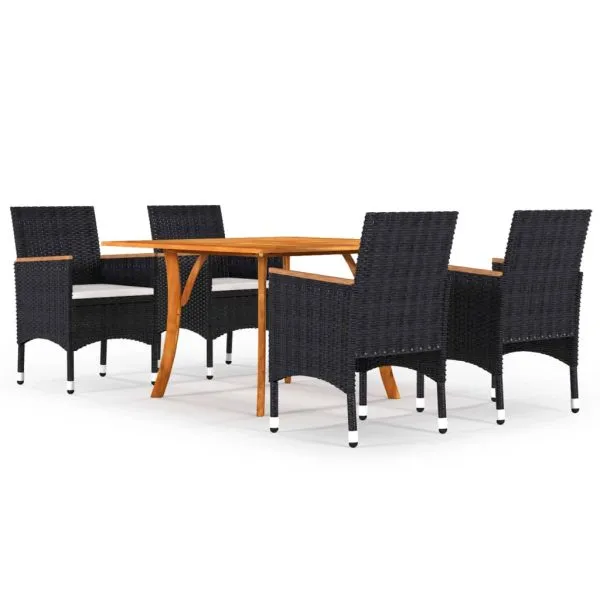 Set de masă pentru grădină, 5 piese, negru