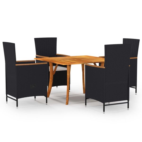 Set de masă pentru grădină, 5 piese, negru