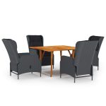 Set mobilier de grădină, 5 piese, gri închis